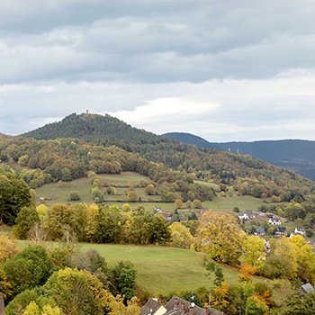 Vue panoramique depuis le gîte sur les montagnes d’Alsace