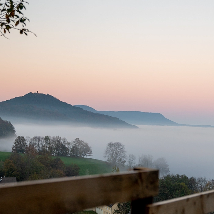 Vue imprenable sur les montagnes depuis le gîte en Alsace, proche du Lac Blanc